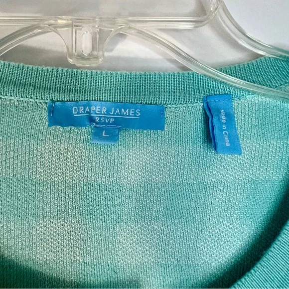 Draper James Women’s Gingham Turquoise & White Cardigan Sz L Preppy Academia - Picture 3 of 7